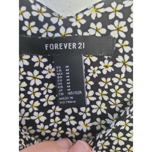 Forever 21 Women's Daisy Blue Sleeveless Blouse size Medium Tank Top‎ #14 - Picture 3 of 4